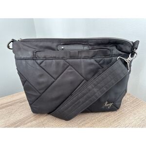 Lug Black Quilted Flare 2 Crossbody Bag Travel Purse RFID Messenger Organization